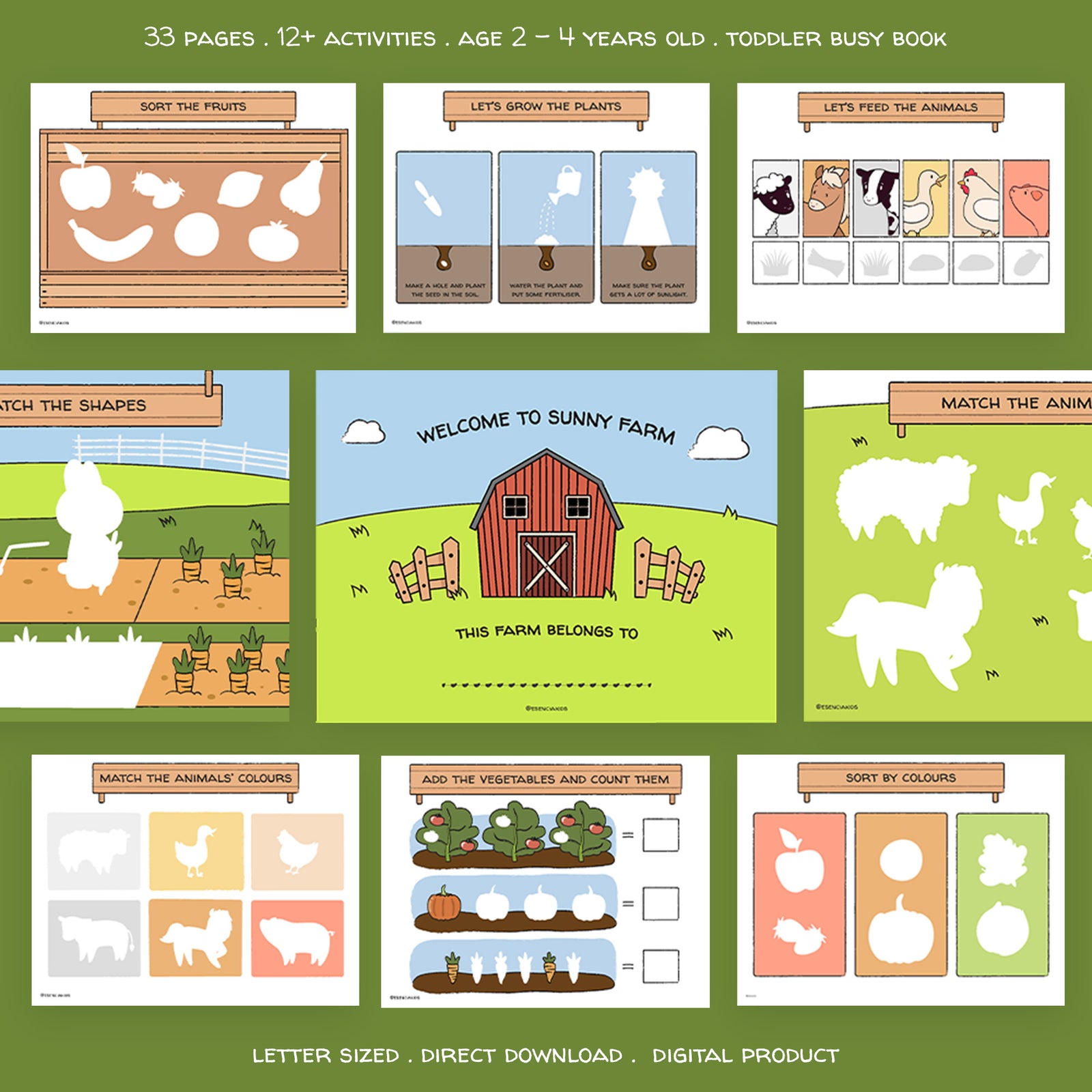 Farm Animals Busy Book | Preschool Toddler Busy Books, preschool printable activity book, Montessori learning