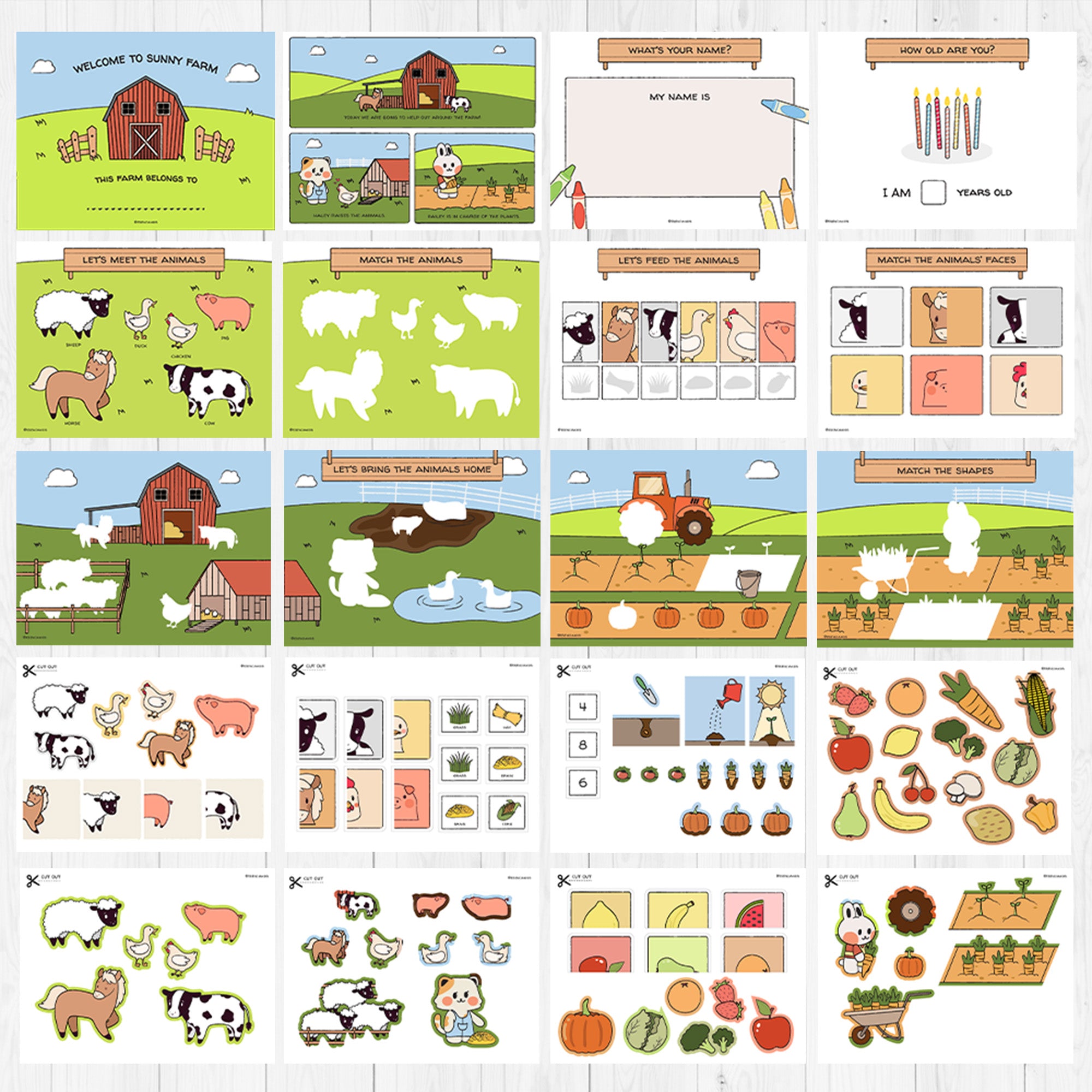 Farm Animals Busy Book | Preschool Toddler Busy Books, preschool printable activity book, Montessori learning
